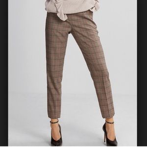 Express High Waisted Brown Plaid Ankle Pant